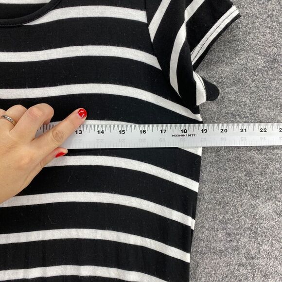 Daisy Island Dress Women L Large Black Striped Maxi Long V-Neck Short Sleeve - Picture 7 of 9